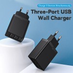 Сетевое зарядное устройство Vention 3USB 12W 3A Black (FEAB0-EU)