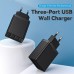 Сетевое зарядное устройство Vention 3USB 12W 3A Black (FEAB0-EU)