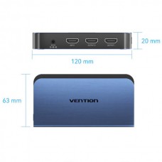 Сплиттер Vention HDMI-HDMI 2.0 UHD 4K60Hz 3D HDCP 1x2 ports Aluminum Alloy Blue (AKEL0-EU)