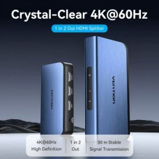 Сплиттер Vention HDMI-HDMI 2.0 UHD 4K60Hz 3D HDCP 1x2 ports Aluminum Alloy Blue (AKEL0-EU)