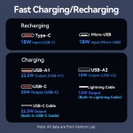 УМБ Vention 10000mAh PD 22.5W 3A 1Type-C 2USB Built-in Black (FHOB0)