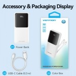 УМБ Vention 10000mAh PD 22.5W 3A 1Type-C 2USB Built-in White (FHOW0)