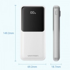 УМБ Vention 10000mAh PD 22.5W 3A 1Type-C 2USB Built-in White (FHOW0)