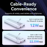 УМБ Vention 10000mAh PD 22.5W 3A 1Type-C 2USB Built-in White (FHOW0)