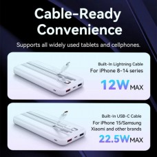 УМБ Vention 10000mAh PD 22.5W 3A 1Type-C 2USB Built-in White (FHOW0)