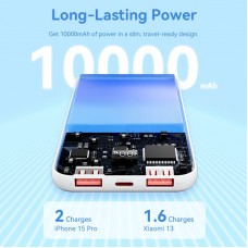УМБ Vention 10000mAh PD 22.5W 3A 1Type-C 2USB QC3.0 LED Display Black (FHKB0)