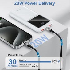 УМБ Vention 10000mAh PD 22.5W 3A 1Type-C 2USB QC3.0 LED Display Black (FHKB0)