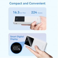 УМБ Vention 10000mAh PD 22.5W 3A 1Type-C 2USB QC3.0 LED Display White (FHKW0)