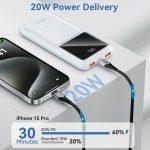 УМБ Vention 10000mAh PD 22.5W 3A 1Type-C 2USB QC3.0 LED Display White (FHKW0)