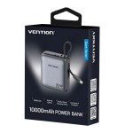 УМБ Vention 10000mAh PD 35W 3A PD+FC 1Type-C IN/OUT Built-in LED Display Gray (FHEH0)