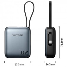 УМБ Vention 10000mAh PD 35W 3A PD+FC 1Type-C IN/OUT Built-in LED Display Gray (FHEH0)