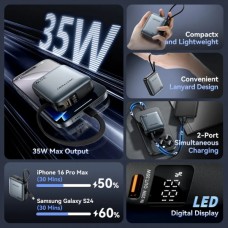 УМБ Vention 10000mAh PD 35W 3A PD+FC 1Type-C IN/OUT Built-in LED Display Gray (FHEH0)