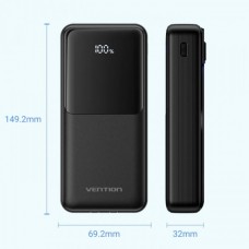 УМБ Vention 20000mAh PD 22.5W 3A 1Type-C 2USB Built-in Black (FHPB0)