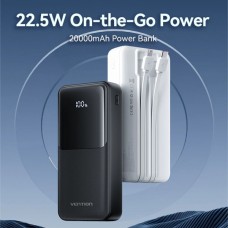 УМБ Vention 20000mAh PD 22.5W 3A 1Type-C 2USB Built-in Black (FHPB0)