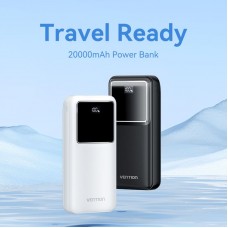 УМБ Vention 20000mAh PD 22.5W 3A 1Type-C 2USB PD+QC 3.0 LED Display White (FHLW0)