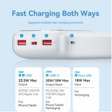 УМБ Vention 20000mAh PD 22.5W 3A 1Type-C 2USB PD+QC 3.0 LED Display White (FHLW0)