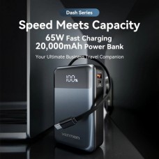 УМБ Vention 20000mAh PD 65W 3A 1Type-C 2USB PD+QC3.0 Built-in LED Display Black (FHYB0)
