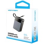 УМБ Vention 20000mAh PD 65W 3A 1Type-C 2USB PD+QC3.0 Built-in LED Display Black (FHYB0)