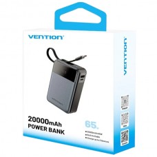 УМБ Vention 20000mAh PD 65W 3A 1Type-C 2USB PD+QC3.0 Built-in LED Display Black (FHYB0)