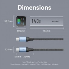 УМБ Vention 27000mAh PD 140W 5A 2Type-C 1USB PD3.1+QC3.0 LED Display Gray (FHVH0)