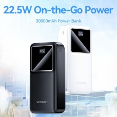 УМБ Vention 30000mAh PD 22.5W 3A 1Type-C 2USB PD+QC3.0 LED Display Black (FHMB0)