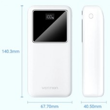 УМБ Vention 30000mAh PD 22.5W 3A 1Type-C 2USB PD+QC3.0 LED Display White (FHMW0)
