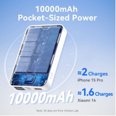 УМБ Vention Magnetic Qi Wireless 10000mAh PD 22.5W 3A 1Type-C 1USB PD+QC 3.0 LED Display Black (FHTB0)