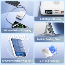 УМБ Vention Magnetic Qi Wireless 10000mAh PD 22.5W 3A 1Type-C 1USB PD+QC 3.0 LED Display Black (FHTB0)