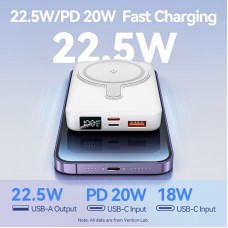 УМБ Vention Magnetic Qi Wireless 10000mAh PD 22.5W 3A 1Type-C 1USB PD+QC 3.0 LED Display Black (FHTB0)