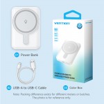 УМБ Vention Magnetic Qi Wireless 5000mAh PD 20W 3A 1Type-C Light Indicator White (FHSW0)