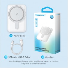 УМБ Vention Magnetic Qi Wireless 5000mAh PD 20W 3A 1Type-C Light Indicator White (FHSW0)