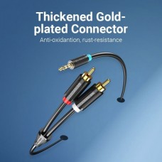 Кабель Audio 3.5мм-2RCA Vention PVC Jacket gold-plated 2m Black (BCLBH)