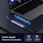 USB HUB Ugreen 9 in 1 USB 3.0 3USB 1Type-C USB-RJ45 1000M Ethernet CM475 Gray