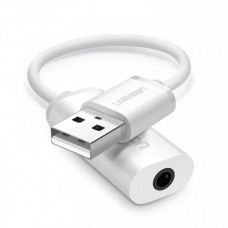 Звуковая карта USB AUX jack TRRS (Mic & Ear) ALC4042 Ugreen US206 White