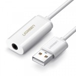 Звуковая карта USB AUX jack TRRS (Mic & Ear) ALC4042 Ugreen US206 White