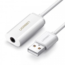 Звуковая карта USB AUX jack TRRS (Mic & Ear) ALC4042 Ugreen US206 White