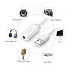 Звуковая карта USB AUX jack TRRS (Mic & Ear) ALC4042 Ugreen US206 White