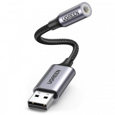 Звуковая карта USB AUX jack TRRS (Mic + Ear) KT0210 0.25m Ugreen CM477 Black