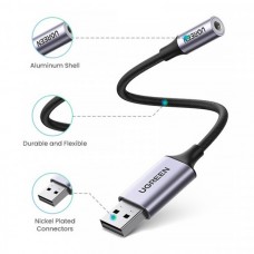 Звуковая карта USB AUX jack TRRS (Mic + Ear) KT0210 0.25m Ugreen CM477 Black