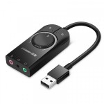 Звуковая карта USB AUX jack TRS (Mic + Ear) SSS1629 Ugreen CM129 Black