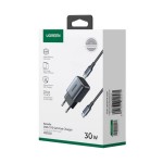 Сетевое зарядное устройство Ugreen 1Type-C Gan PD 30W 3A Nexode Mini cable CD319 Gray