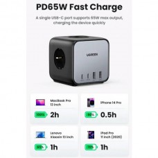 Сетевое зарядное устройство Ugreen 2Type-C 2USB 65W 3A DigiNest Cube CD268 Black