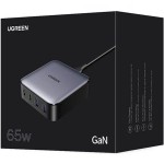 Сетевое зарядное устройство Ugreen 2Type-C 2USB Gan PD 65W 3.2A CD327 Desktop Fast Charger Black