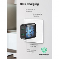 Сетевое зарядное устройство Ugreen 2USB 36W 3A QC 3.0 Fast Charger CD161 Black
