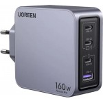 Сетевое зарядное устройство Ugreen 3Type-C 1USB Gan PD 160W 5A Nexode Pro X763 Gray
