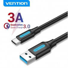 Кабель Vention USB-Type-C 3A USB3.0 5Gbps QC3.0 PVC 0.25m Black (COZBC)