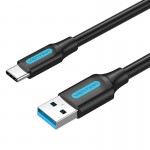 Кабель Vention USB-Type-C 3A USB3.0 5Gbps QC3.0 PVC 1.5m Black (COZBG)