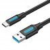 Кабель Vention USB-Type-C 3A USB3.0 5Gbps QC3.0 PVC 1.5m Black (COZBG)