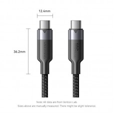 Кабель Type-C-Type-C 3.2 Gen2 Vention TPE Nylon Braided 4K 60Hz 100W 5A 10Gbps 1m Black (TRGBF)