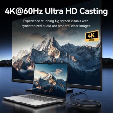 Кабель Type-C-Type-C 3.2 Gen2 Vention TPE Nylon Braided 4K 60Hz 100W 5A 10Gbps 1m Black (TRGBF)